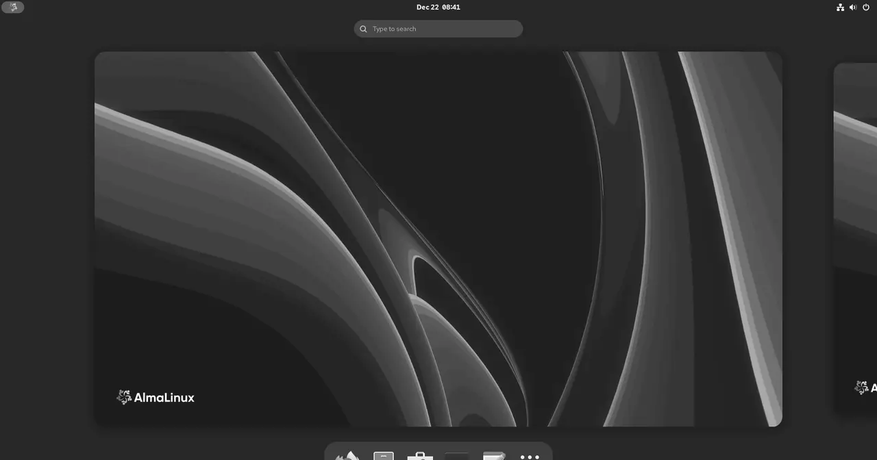 AlmaLinux 10 desktop with the default GNOME environment