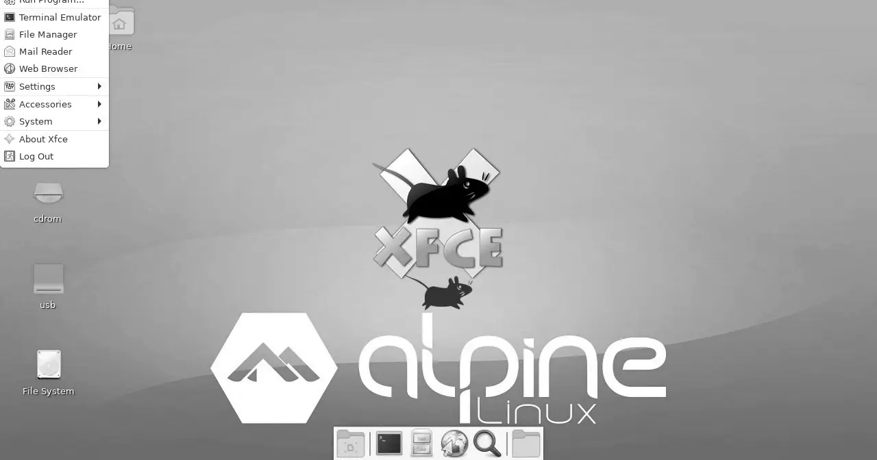 Alpine Linux desktop running the Xfce environment