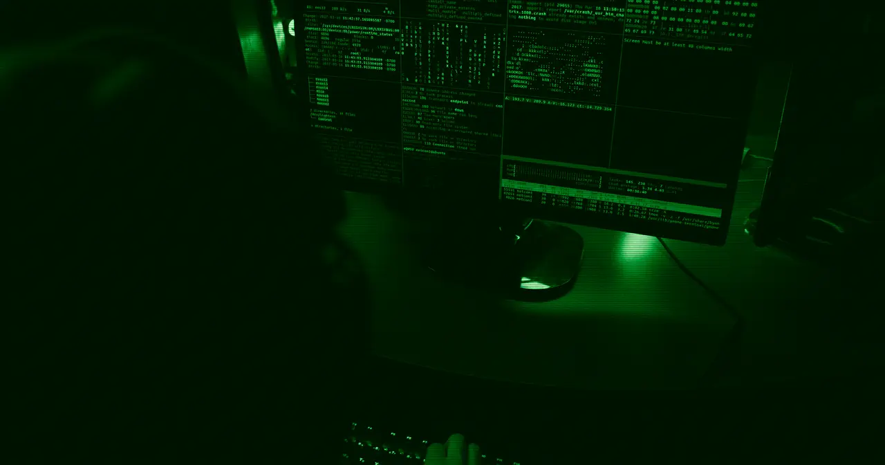 Source code on a dark screen, evoking a web development terminal