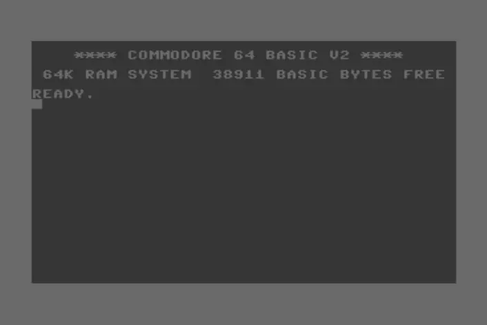Commodore 64 startup screen showing the BASIC 2.0 message on a blue background