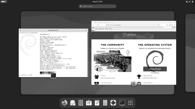 Escritorio de Debian 13 "trixie" con el entorno GNOME 48
