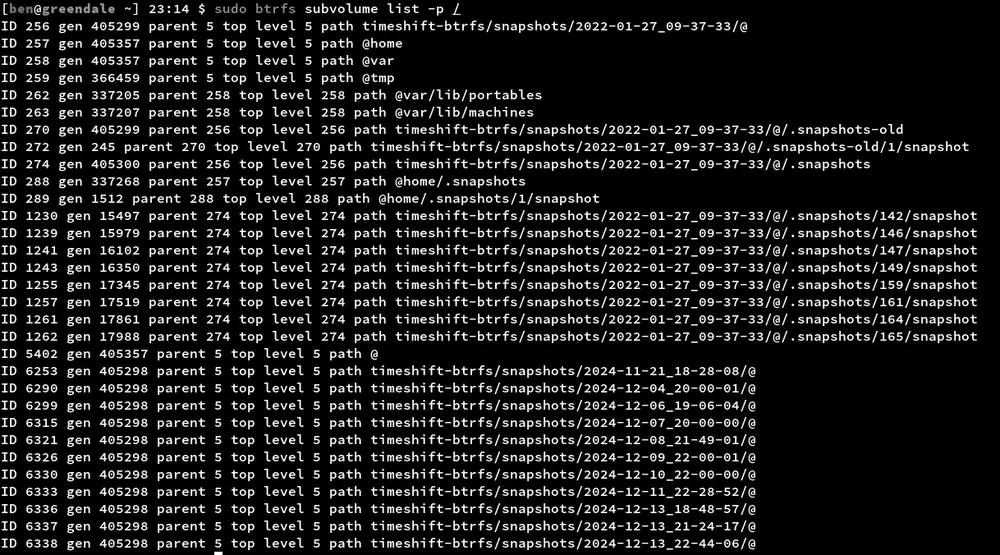 Diagram of Btrfs subvolumes and snapshots using copy-on-write
