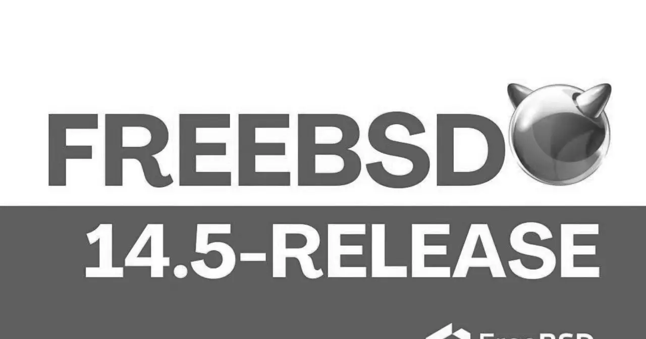 Ilustración de FreeBSD 14.5-RELEASE con el logotipo del demonio de FreeBSD