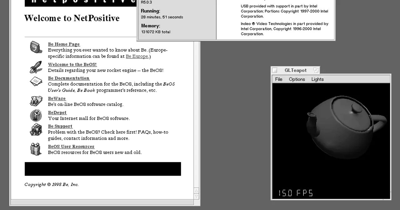 Screenshot of the BeOS operating system desktop