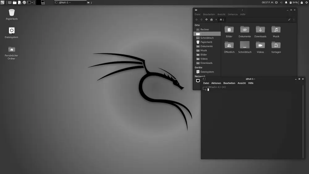 Escritorio de Kali Linux 2021.2 basado en Debian con el entorno Xfce
