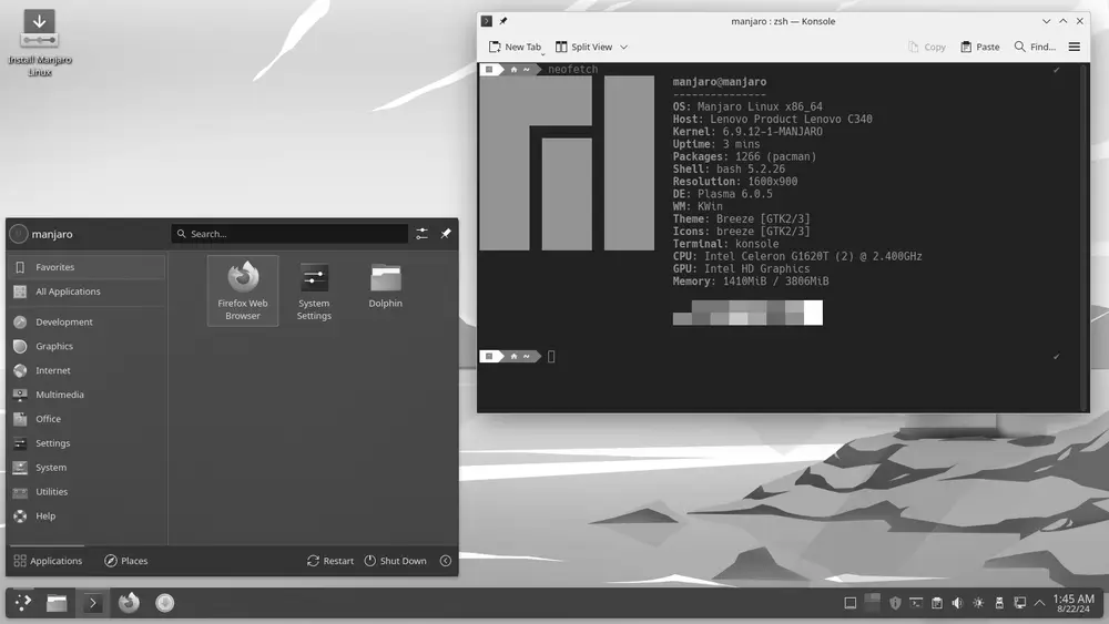 Escriptori KDE Plasma de Manjaro Linux 24.0