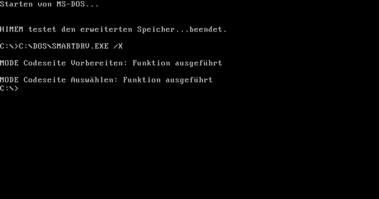MS-DOS 6.22 startup screen with the command-line prompt