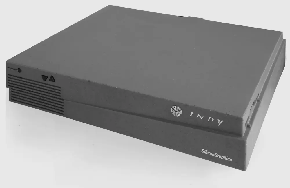Silicon Graphics Indy computer with its distinctive flat pizza-box form factor