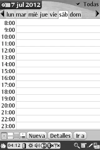 Captura de la agenda diaria de Palm OS Cobalt 6.0 en español