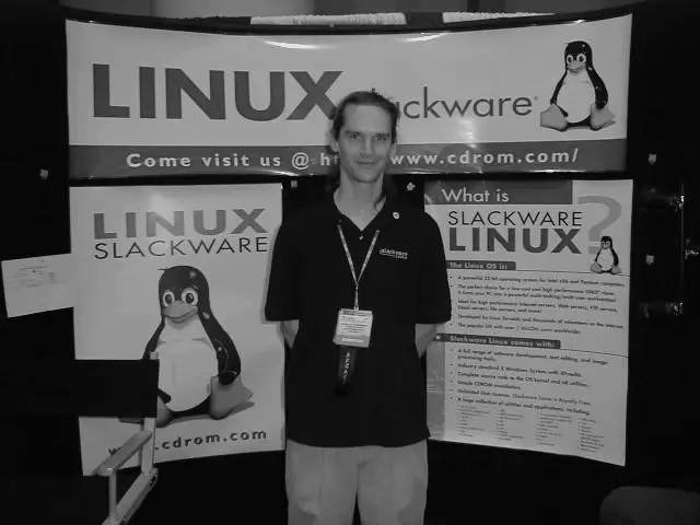 Patrick Volkerding, creator of Slackware, at LinuxWorld 2000 in New York City