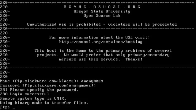 Captura de pantalla de Slackware 1.01, una de las primeras versiones de la distribución Linux
