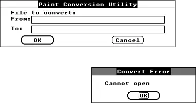 Application dialog box in Windows 2.0 over the graphical environment