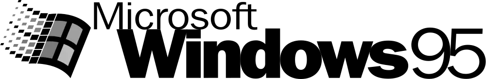 Windows 95 logo with the four-pane window and wordmark