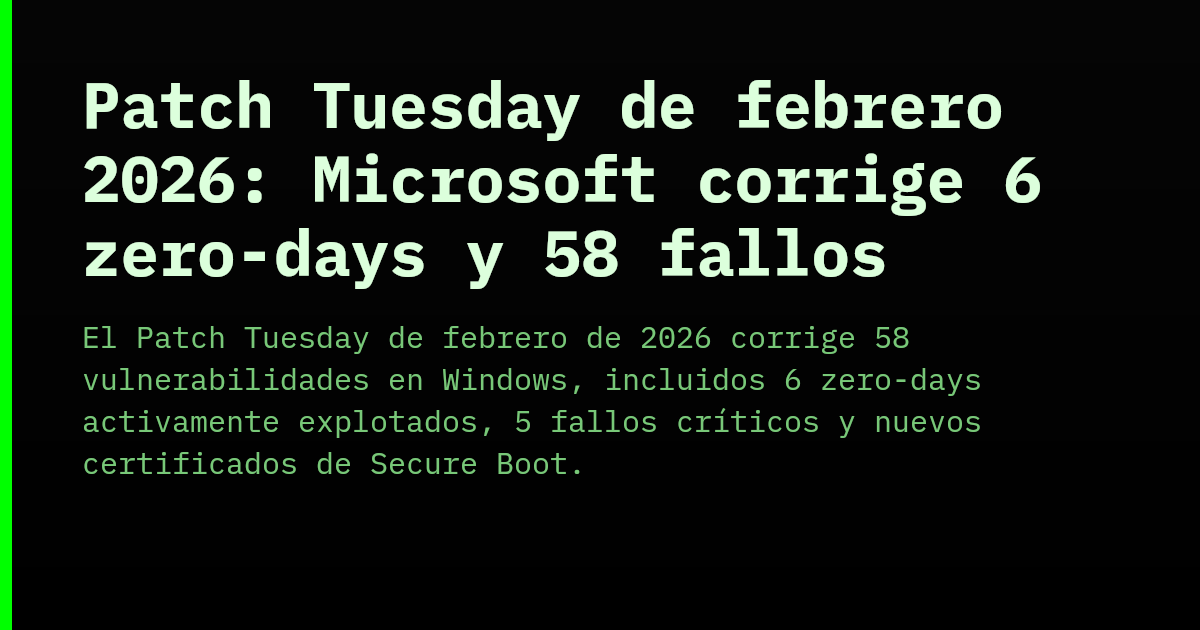 Patch Tuesday de febrero 2026: Microsoft corrige 6 zero-days y 58 ...