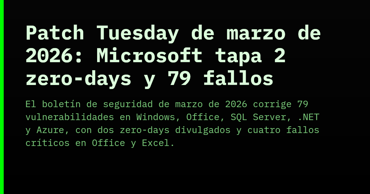 Patch Tuesday de marzo de 2026: Microsoft tapa 2 zero-days y 79 fallos ...
